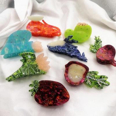 2023 Summer Vegetable Fruit Hair Clip Acetate Colorful Radish Strawberry Hair Claw for Women Girls Cute Hair Jewelry