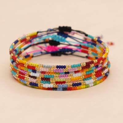 Bohemia Colorful Fine Rice Bead Bracelet Ins Mixed Color Bead Bracelet couple