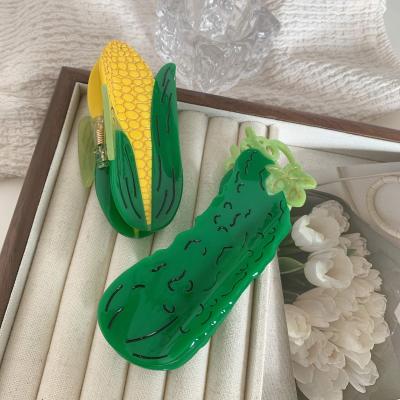 Cartoon Acetate Hair Claw For Women Corn Cucumber Shark Clip Fruits Animal Hair Clips