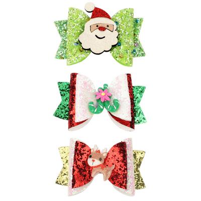 Christmas Hairpin Glitter Bow Edging Elk Simple Sweet Mori Women's Holiday Party Hair Accessories