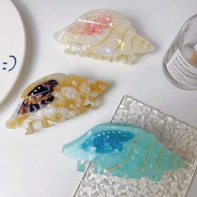 Cute Marine Creature Conch HairClip Irregular Creativity Funny Acetic Aacid Hair Claws for Women Travel Party Jewelry