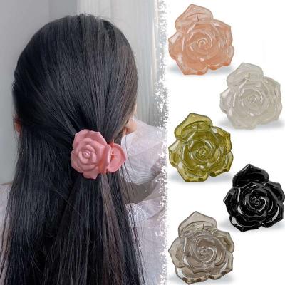 French Retro Rose Clip Female Niche Design Shark Clip Flower Hair Clip Disc Hair Accessories