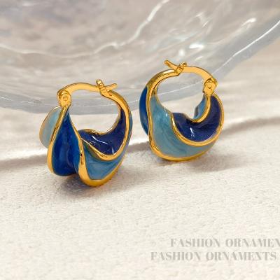 French Vintage Earrings Premium Touch Earrings All-Match Enamel Glaze Drop Oil Spiral Pattern High Quality Earrings For Women