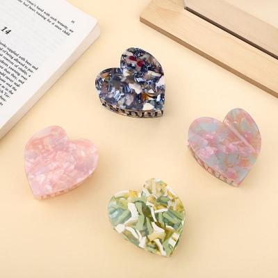 Heart Shape Marble Pattern Girls Acetate Hair Clips Hair Accessories Claw Clip New Gift