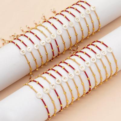 Individual Minimalist Ethnic Style 26-Letter Rice Beads Handmade Beaded Lucky Women's Bracelet