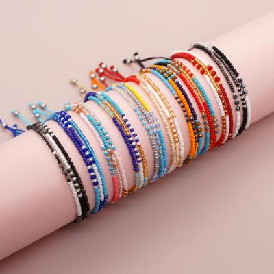 Ins Explosive Bracelet 3 Ring Color Beads Handmade Beaded Fashion Women's Bracelet