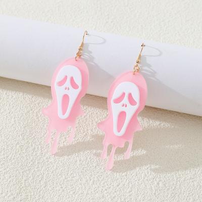 Ins Halloween Earrings Acrylic Ghost Face BOO Halloween Earrings