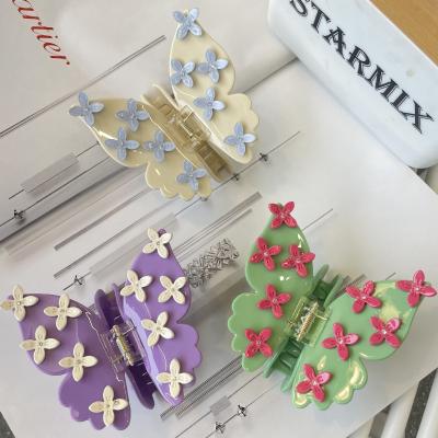 Korean New Butterfly Acetic Acid Clip Three-Dimensional Flower Hairpin Acetate Hair Claw Clip Accessories