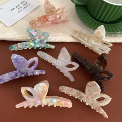 Large Butterfly 9.2cm Marble Pattern Girls Acetate Hair Clips Hair Accessories Claw Clip