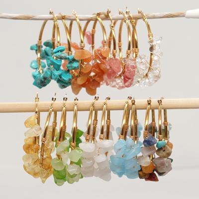 Multi-Colored Natural Stone Earrings Hand Wound Woven Earrings For Women