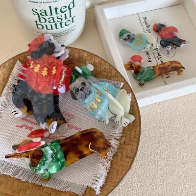 New New Year Cartoon Dog Dachshund Cute Hair Accessories Acetic Acid Claw Clip Animal Christmas Accessories