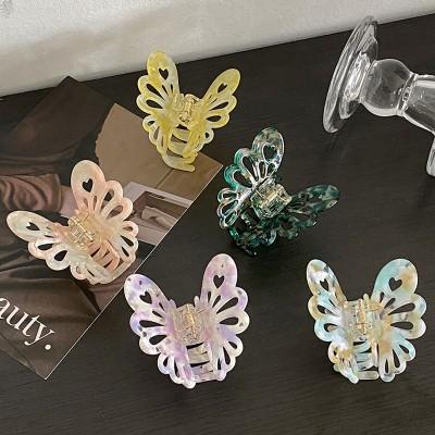 New Sweet Temperament Acetic Acid Plate Hollow Butterfly Hair Clip for Women Shark Clip Ponytail Hair Accessories