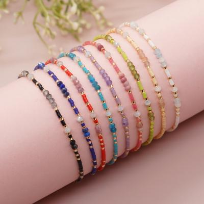 Niche Original Design Luxury Style Personality Hand decorated Colorful Rice Beads Natural Stone Beaded Bracelet