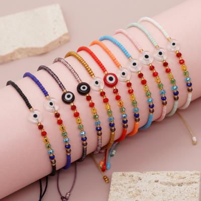 Rainbow Crystal Beads Devil's Eye Friendship Rope Woven Beaded Bracelet For Women Jewelry - 副本