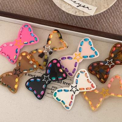 Sweet Cool Girl Color Hair Clip Hand Knitted Wool Bow Duck Beak Clip Bow Hair Barrette Accessories