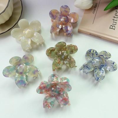 Women Large Dazzle Flower 7cm Marble Pattern Girls Acetate Hair Clips Hair Accessories Claw Clip New Gift